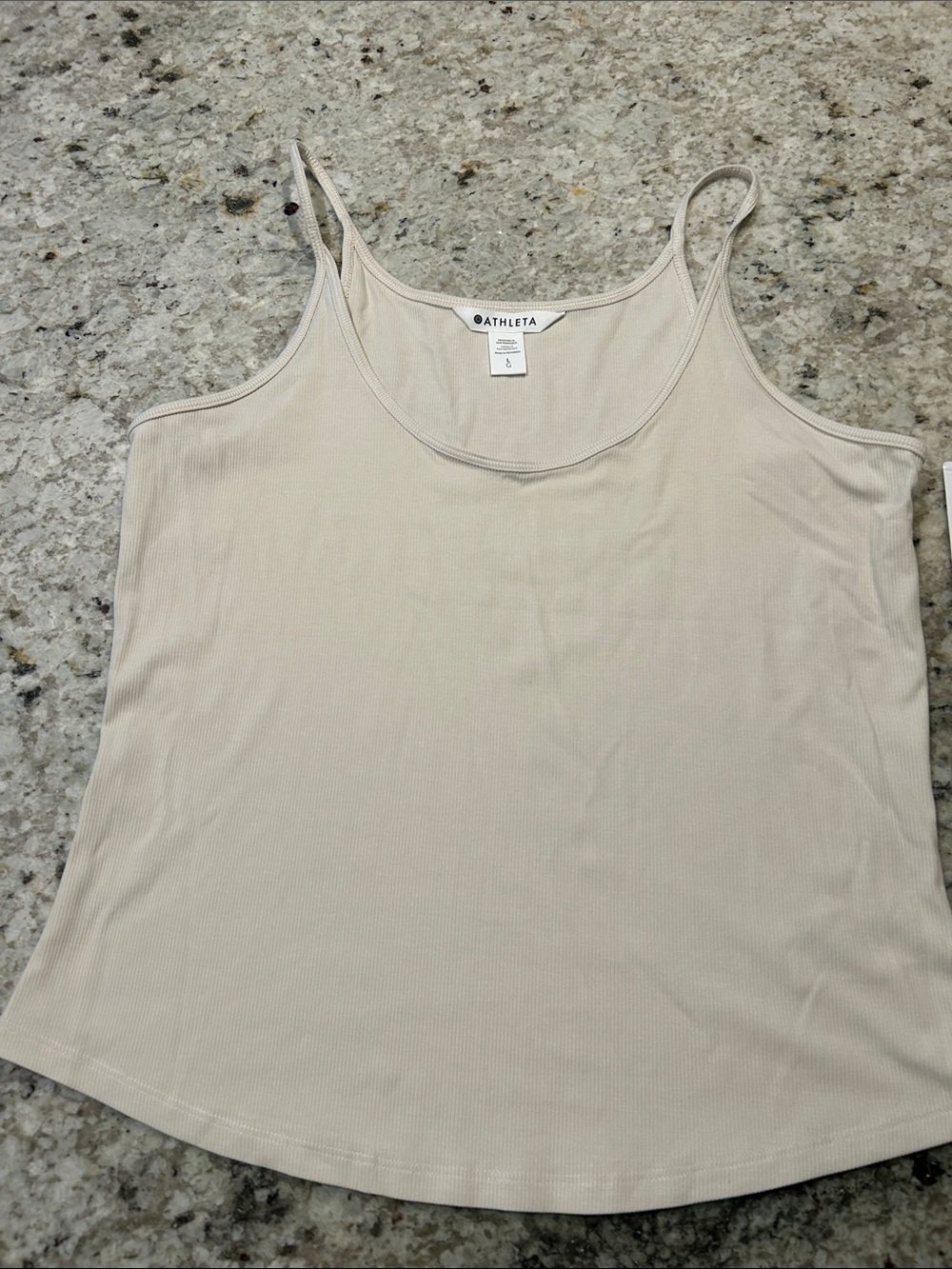 Athleta Cream Ribbed Slim-Strap Tank Top - Picture 4 of 4